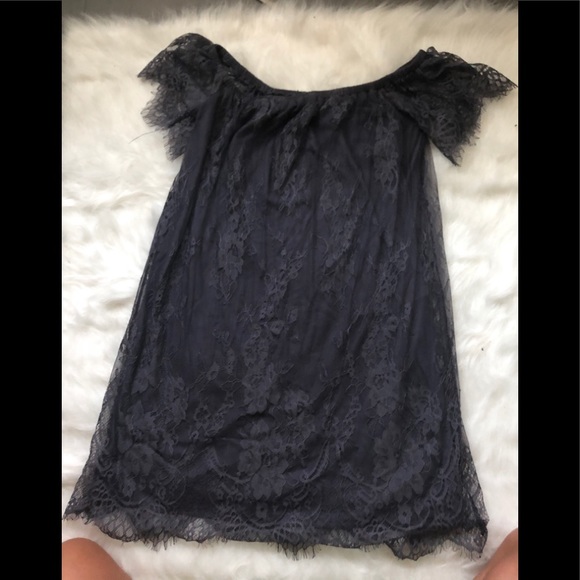 Dark Blue Flowy Lace Dress - Picture 2 of 3